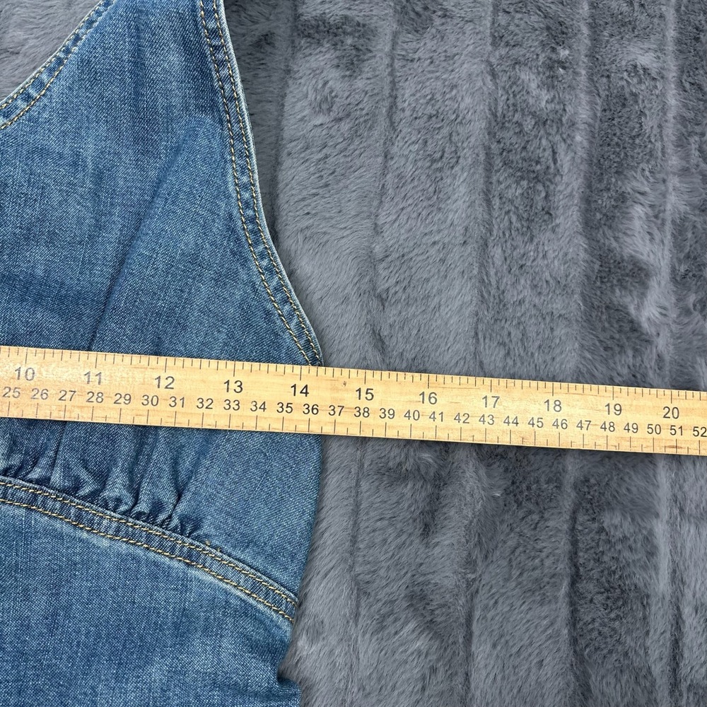 Wrangler Heritage Halter Denim Jumpsuit Light Wash Wide Leg 112378589 Womens S - Picture 4 of 12